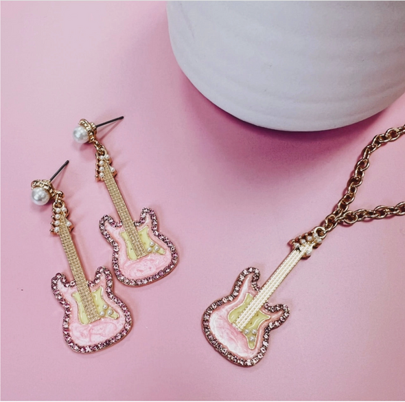 Acrylic Pink Guitar Necklace