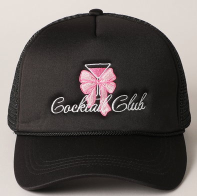 Bow Cocktail Club Embroidered Trucker Cap