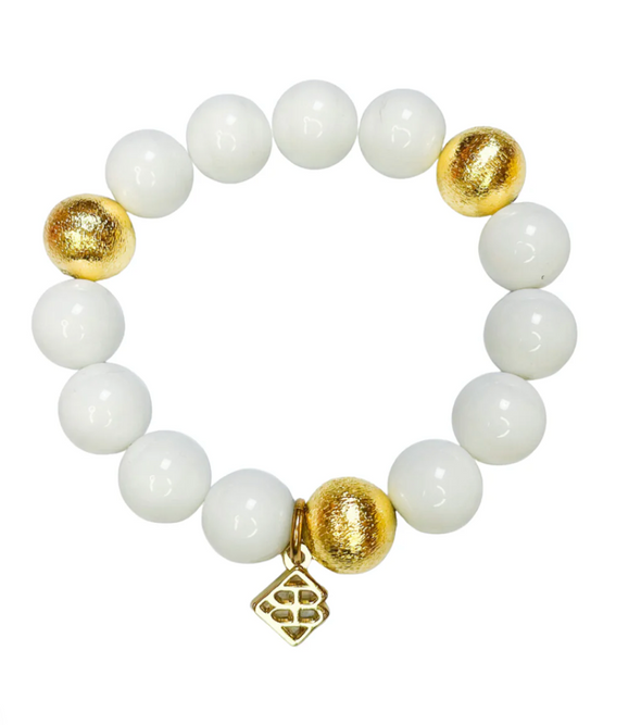 Brianna Cannon Brianna Beaded Bracelet in Black, Gold, Purple and White