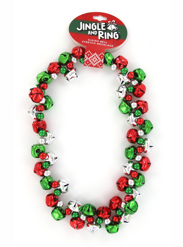 Jingle & Ring Sleigh Bell Stretch Necklace In 2 Colors