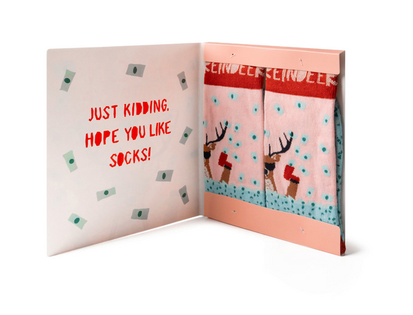 Two Left Feet Holiday Gift Card and Sock Set In 6 Options