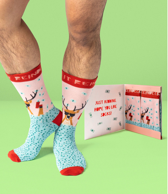Two Left Feet Holiday Gift Card and Sock Set In 6 Options