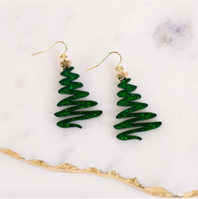 Christmas Tree Acetate Earrings