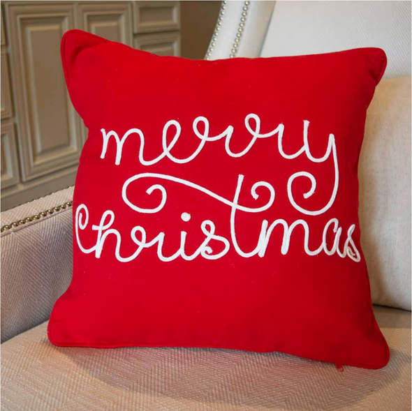 Red And White Merry Christmas Pillow