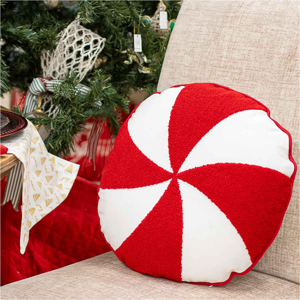 Peppermint Pillow in Red, Green or Pink