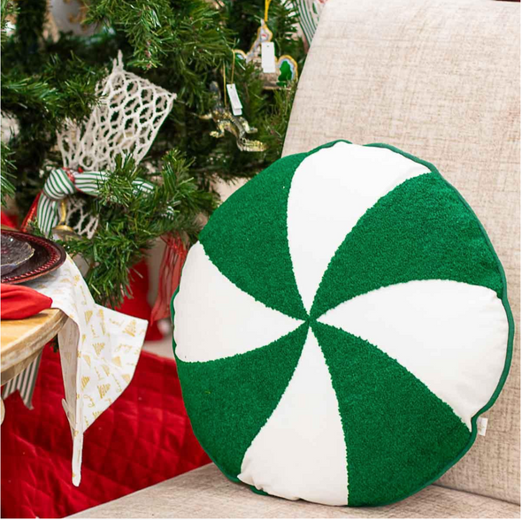 Peppermint Pillow in Red, Green or Pink