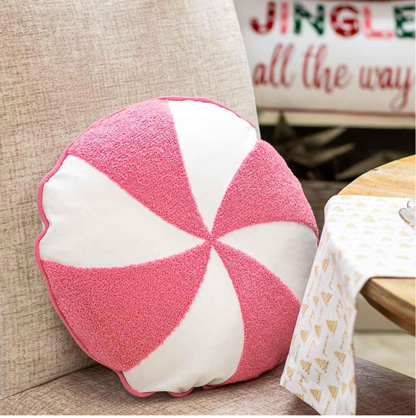 Peppermint Pillow in Red, Green or Pink