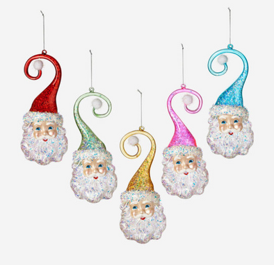 Santa Swirl Hat Ornament In 5 Colors