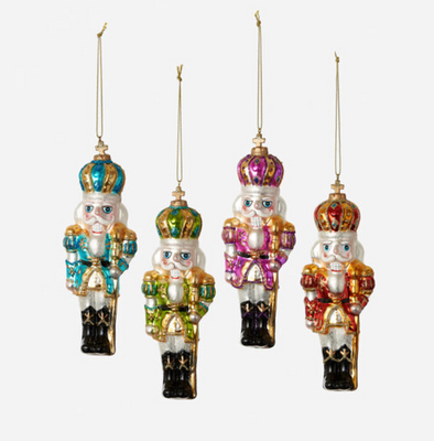 Glass Nutcracker Ornament In 4 Colors