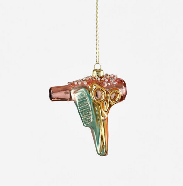 Glass Hair Dryer Ornament 4"