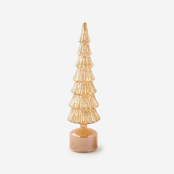 Revolving Lighted Glass Tree In Gold Or Silver