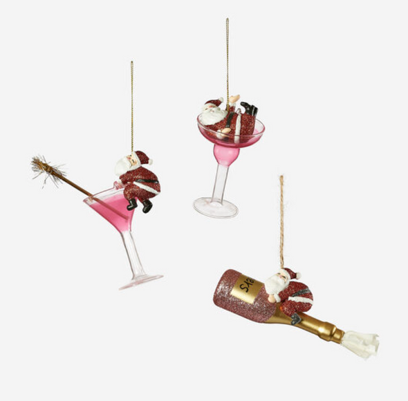 Cheers Santa Ornament In 3 Designs