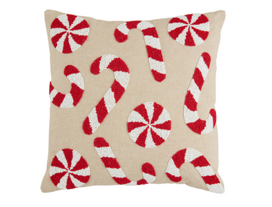 Candy Cane Beaded Pillow