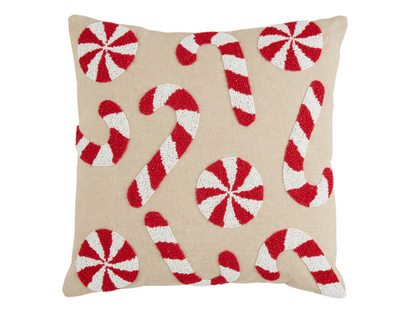 Candy Cane Beaded Pillow