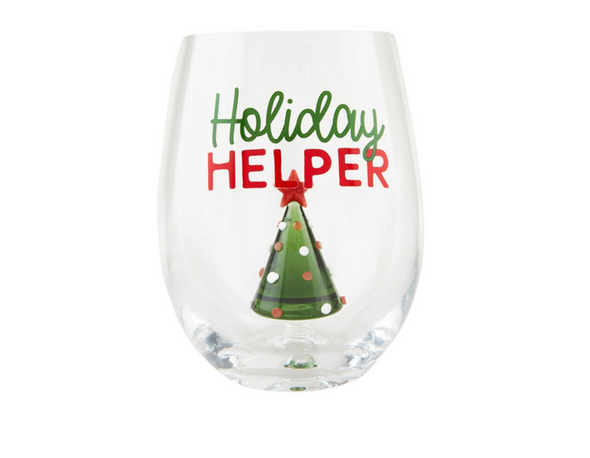Glass Holiday Wine Glass In 3 Options
