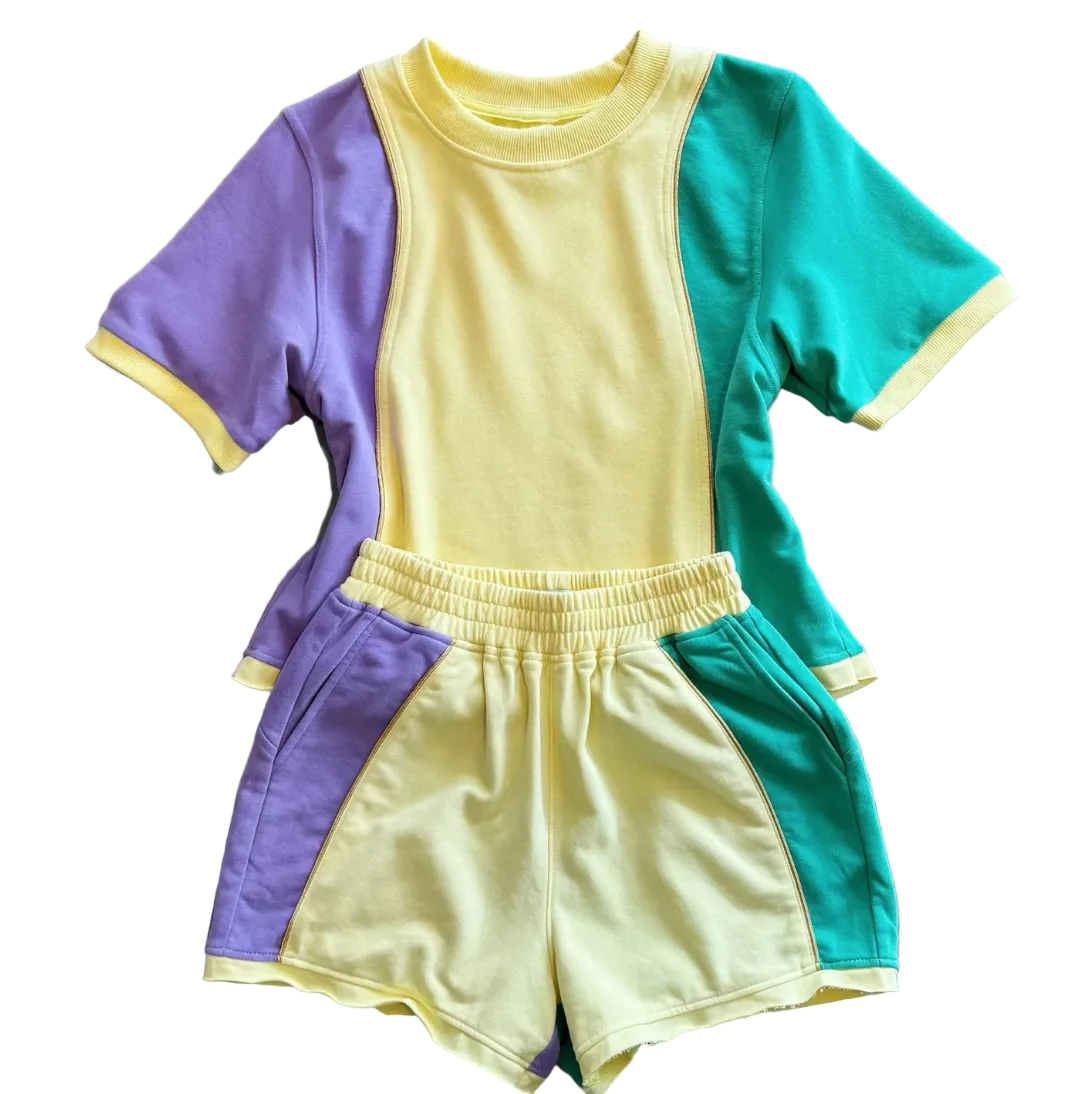 Kids Pastel Mardi Gras Color Block Top and Shorts (Sold Separately) Bottom / 4/5