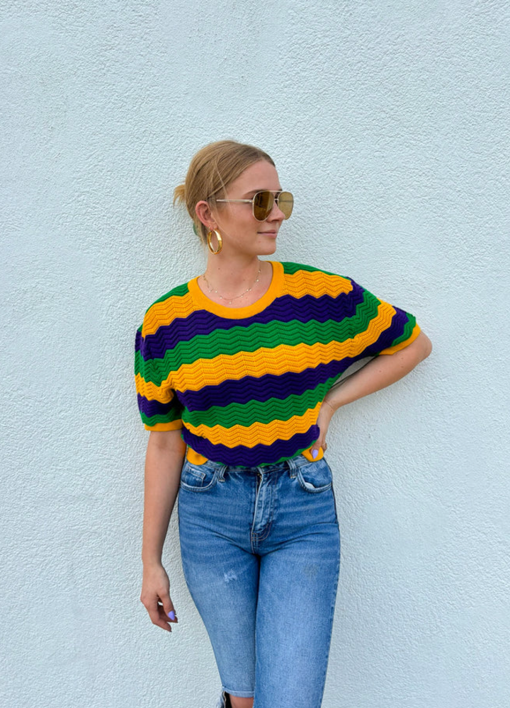 Mardi Gras Crochet Short Sleeve Top And Shorts (SOLD SEPARATELY) – NOLA BOO