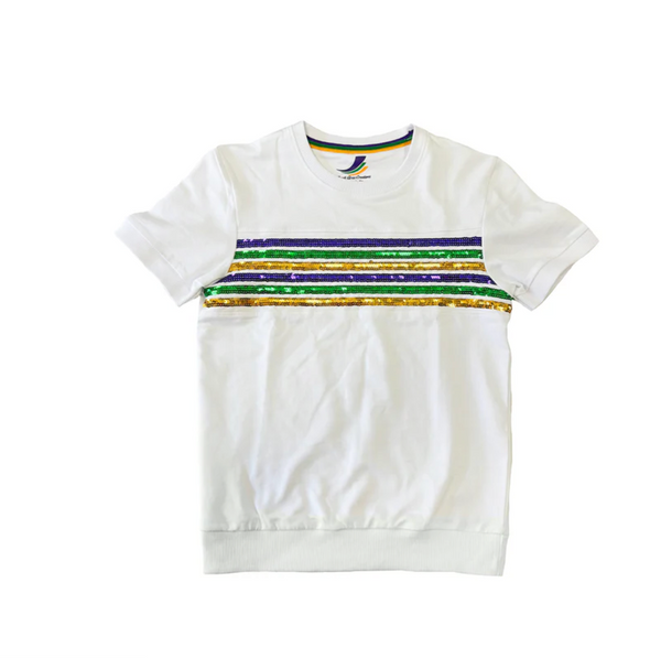 Youth Sequin Stripe French Terry Short Sleeve Shirt