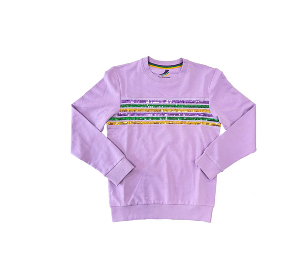 Youth Sequin Stripes French Terry Lavender Long Sleeve