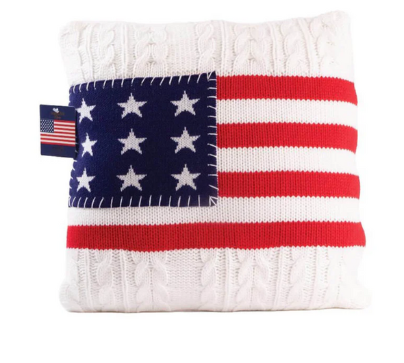 USA Flag Sweater Pillow In Navy Or Cream