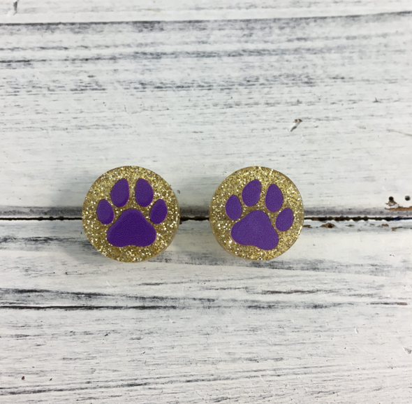 Game Day Tiger Paw Studs in 2 Colors
