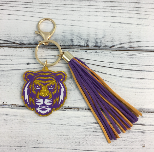 Glitter Tassel Tiger Head Keychain