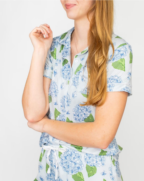 Hydrangea Short Sleeve Shirt And Sleep Pants S-2XL (SOLD SEPARATELY)