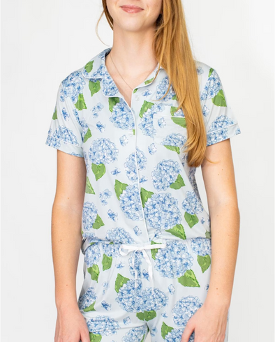 Hydrangea Short Sleeve Shirt And Sleep Pants S-2XL (SOLD SEPARATELY)