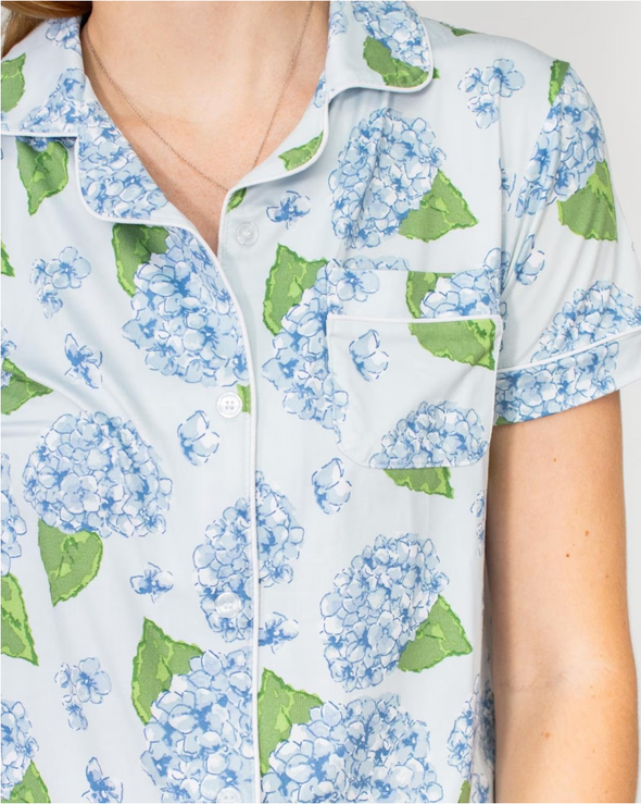 Hydrangea Short Sleeve Shirt And Sleep Pants S-2XL (SOLD SEPARATELY)