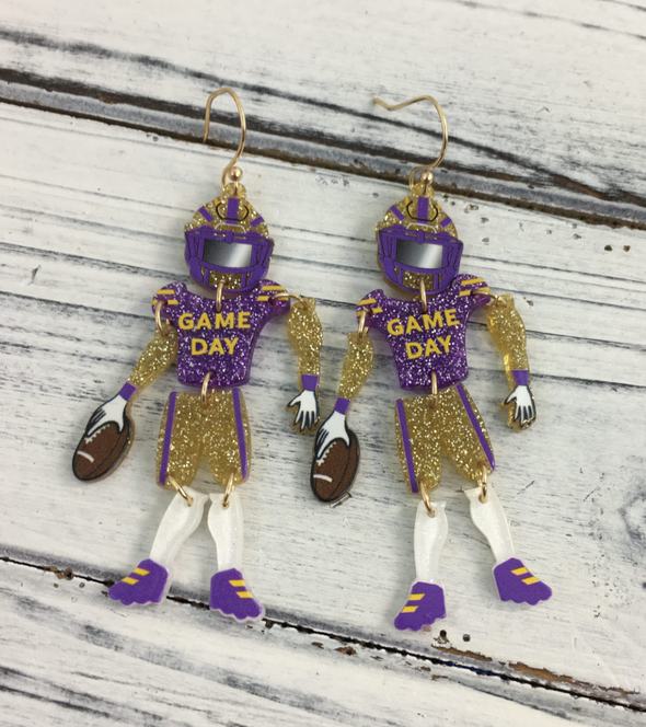 Football Player Earrings in 2 Colors