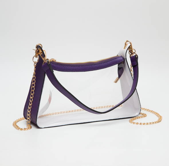 Clear Handbag With Colored Trim in 3 Colors