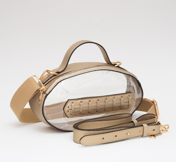 Football Shaped Clear Purse in Gold or Black