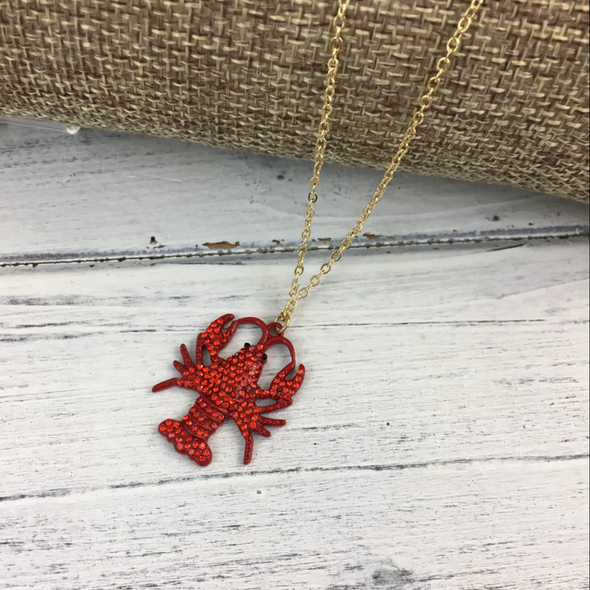 Rhinestone Crawfish Necklace