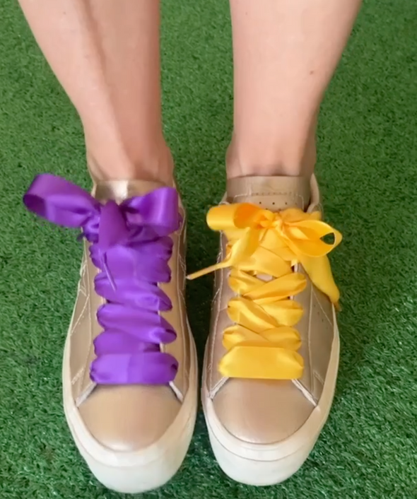 Gameday Spirit Shoe Laces in Yellow, Purple or Yellow/Purple