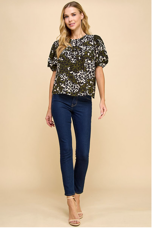 Abstract Cheetah Printed Top