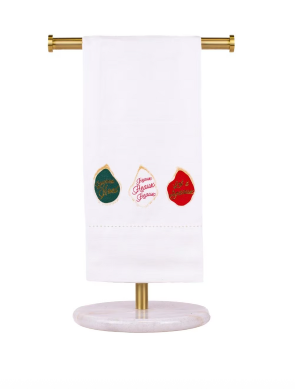 Oyster Noel Hemstitch Hand Towel