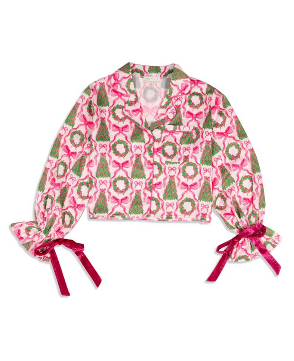 Women's Wreaths Long Sleeve and Pant Pajama Set (XS-XXL)