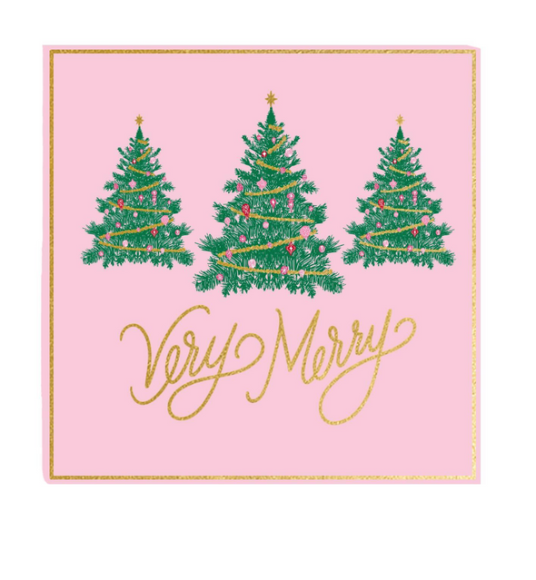 Pink Very Merry Christmas Cocktail Napkins