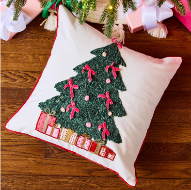 Whimsical Christmas Tree Square Pillow