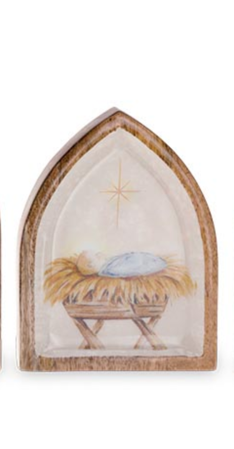 Holy Mango Wood Creche Shelf Sitters in 3 Sizes