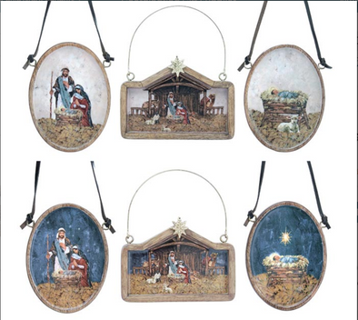 Nativity Stable Wood Ornament in 2 Colors