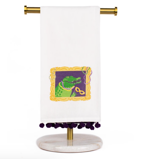 Gilded Gator Pom Pom Hand Towel