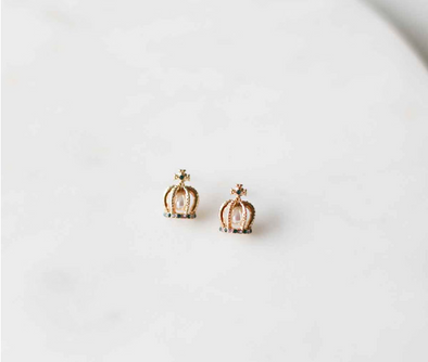 Crown Pearl Post Earrings