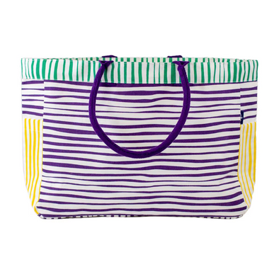Purple Green and Yellow Stripe Durhham Tote