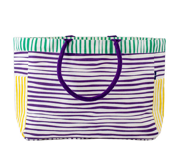 Purple Green and Yellow Stripe Durhham Tote