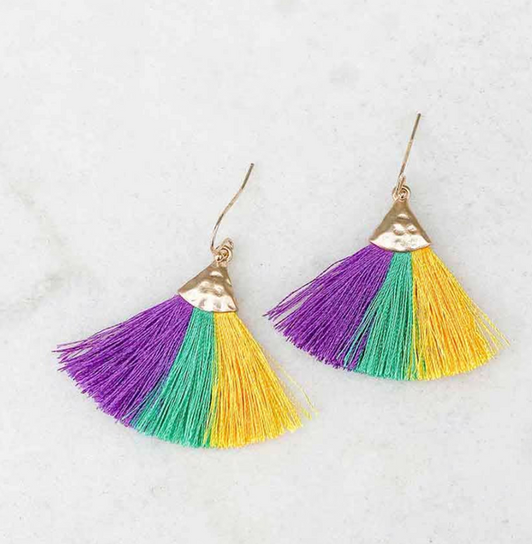 Mardi Gras Flambeaux Fringe Earrings