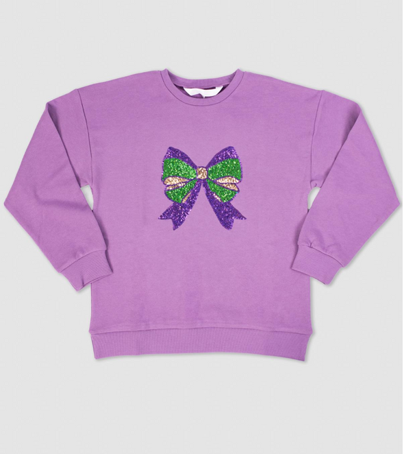 Youth Mardi Bow Sequin Sweatshirt