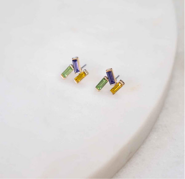 Mardi Gras Kaleidoscope Cluster Earrings