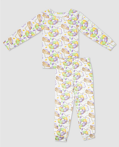 Kid's King Cake Love Long Sleeve Pajamas
