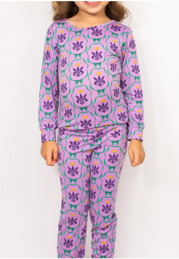 Kid's Mardi Bow Long Sleeve Pajamas